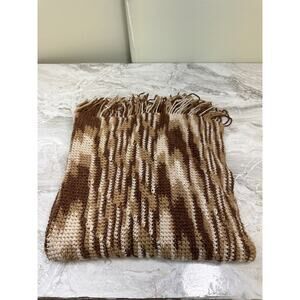 72 X 30‎ Handmade Knit Crochet Lap Blanket Beige Brown Cream Colored